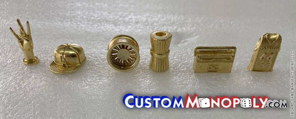 West Coast, Low Rider, Styled Wheels, Boom Box, Crenshaw 44 Jersey, Hood, Ghetto, Local Neighborhood, Metal Monopoly Tokens Pieces