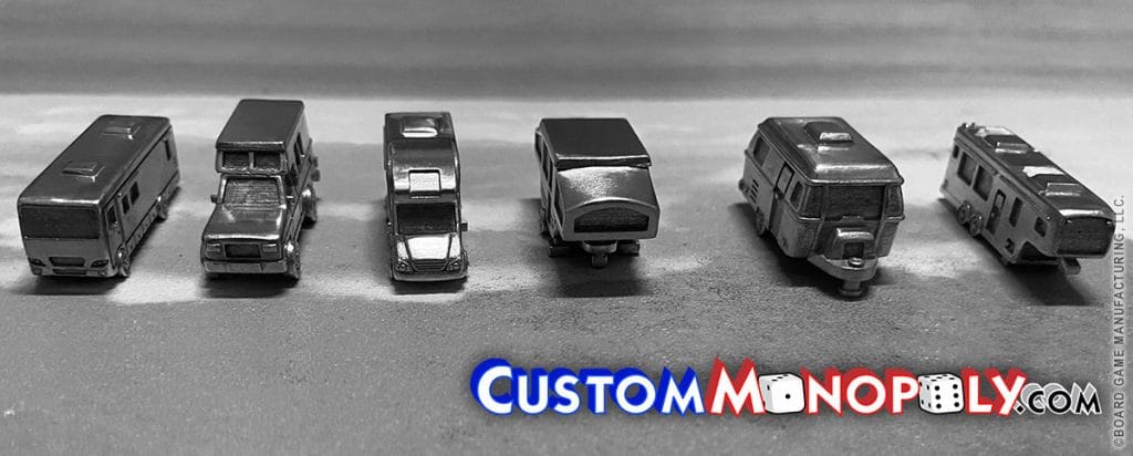 Recreational Vehicles (RV), Camper, 5th Wheel, Pop Up Tent, Truck Cab, Metal Monopoly Tokens & Pieces